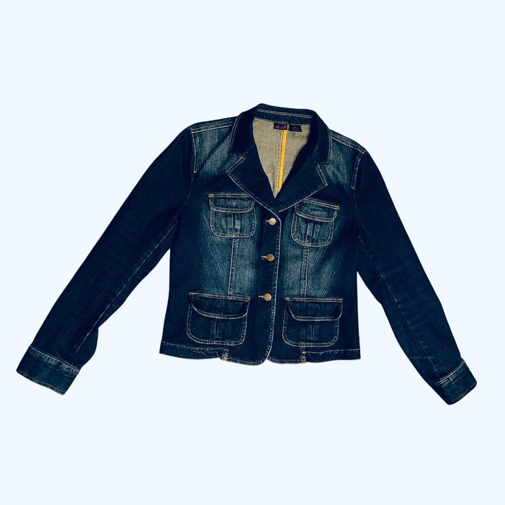 Willi Smith Denim Women's Jacket 4 Pleated Pockets Vintage Size 12